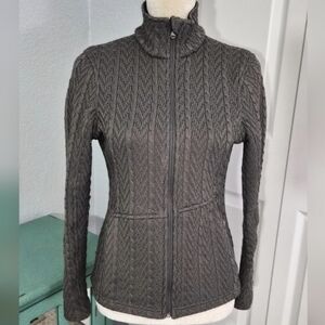 Spyder Cable Knit Fleece Lined Full Zip Jacket Gray Women’s Small